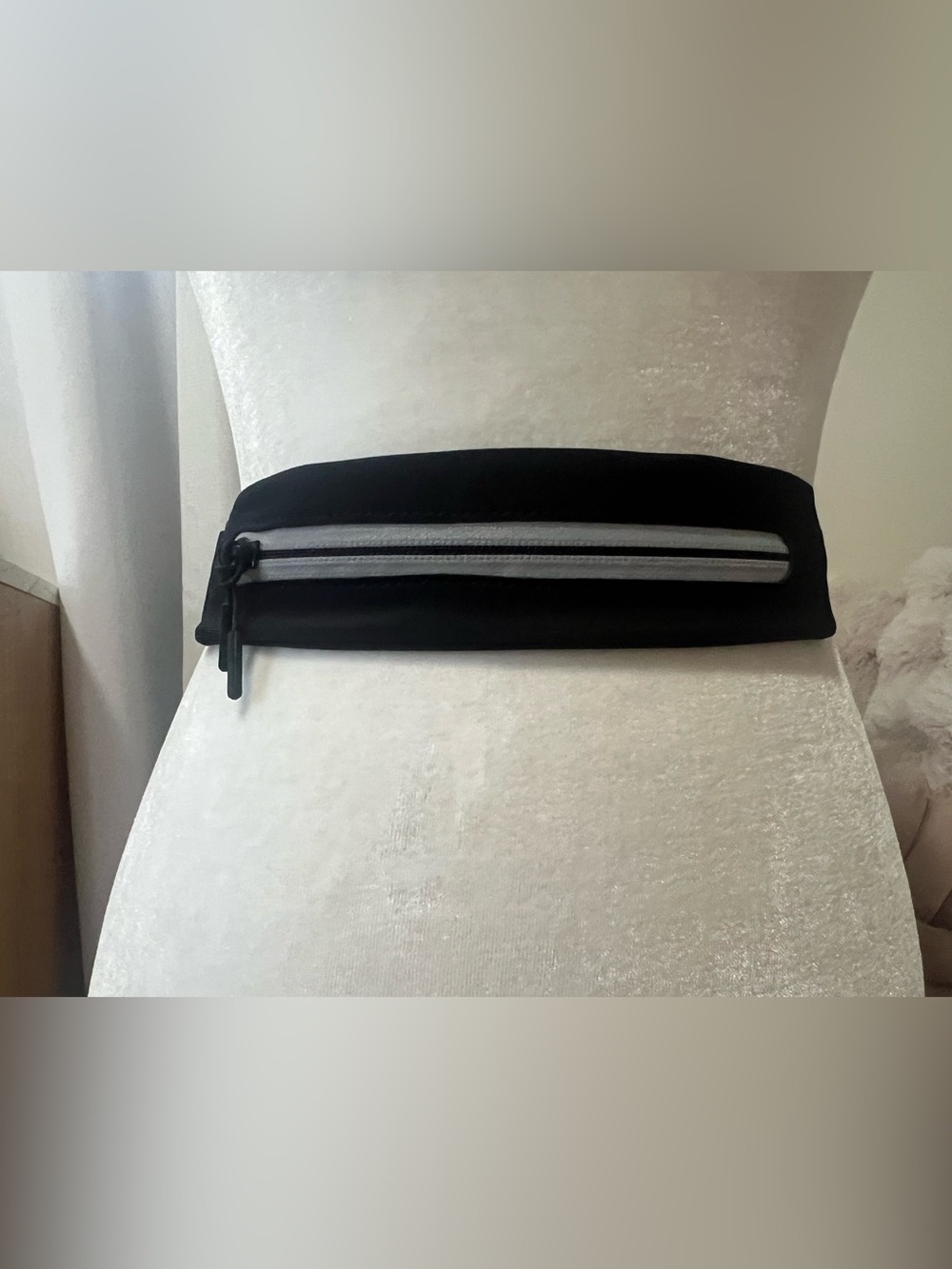 All in Motion Black Slim Waist Belt Bag with Reflective Zipper - running